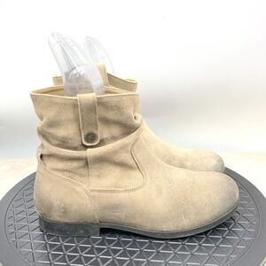 Birkenstock Salina Boots Women 40 Size 9 Shoes Brown Suede Ankle Booties Zip